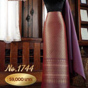 ผ้าชุดยกใหญ่ลาย ดาราจักรถมดิ้นทอง No.1744