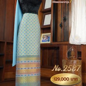 ผ้าชุดยกใหญ่ ลายกลิ่นผกา(ทอแยกกาบถมทอง) No.2587