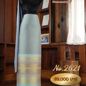 ผ้าชุดยกใหญ่ ลายพิกุลบารมี(ทอแยกกาบถมทอง) No.2621